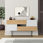 Комод c 2-мя белыми дверцами и 2-мя выдвижными ящиками цвета древесины EROS CONSOLE OAK WHITE варинант исполнения - 1 | Loft Concept в Перми