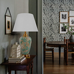 Настольная лампа бирюзовая с цветочным принтом Turquoise Flight варинант исполнения - 5 | Loft Concept в Перми