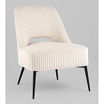 Кресло лаунж Бостон велюр рельефный молочный на черных ножках варинант исполнения - 1 | Loft Concept в Перми