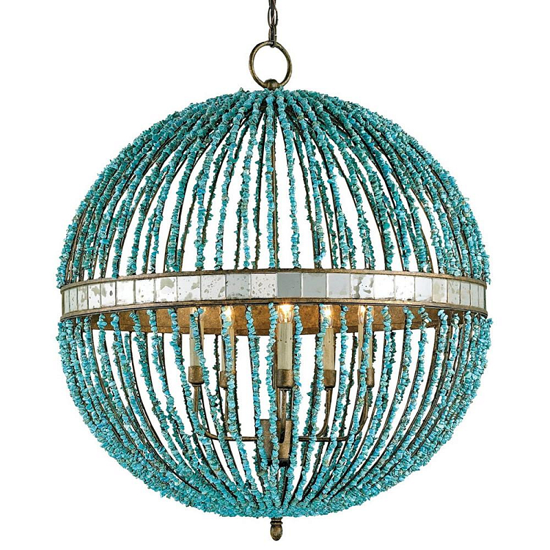 Светильник CURREY AND COMPANY BEADED ORB CHANDELIER — TURQUOISE BLUE Бирюзовый в Перми | Loft Concept 