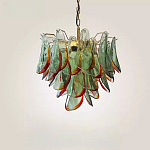 Люстра стеклянная с зелеными лепестками Green Leaf Fall варинант исполнения - 3 | Loft Concept в Перми