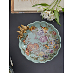 Блюдо из голубого фарфора с бронзовой птичкой Blue Garden варинант исполнения - 5 | Loft Concept в Перми