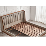 Кровать двуспальная с мягким изголовьем Moon Walnut Bed варинант исполнения - 9 | Loft Concept в Перми