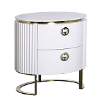 Тумбочка белая овальная с мраморной столешницей Thoroughbass варинант исполнения - 1 | Loft Concept в Перми