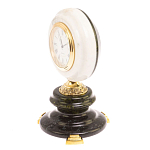 Часы настольные бронзовые из натуральных камней Мрамор и Змеевик Stone Clock варинант исполнения - 5 | Loft Concept в Перми