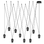 Подвесной светильник черными плафонами на длинных пересекающихся тросах Construction варинант исполнения - 7 | Loft Concept в Перми