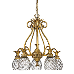 Люстра цвета латунь с 5-ю плафонами из рельефного стекла в форме ананаса Hinkley варинант исполнения - 1 | Loft Concept в Перми