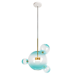 Подвесной светильник с прозрачными бирюзовыми стеклянными шарами и золотыми деталями Диаметр 43 Giopato & Coombes варинант исполнения - 1 | Loft Concept в Перми