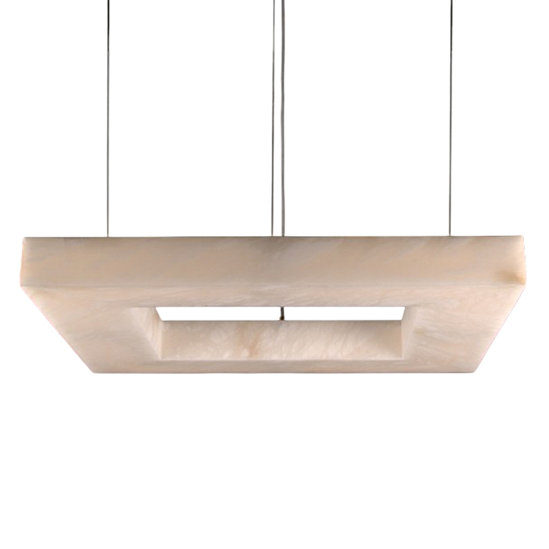 Люстра с квадратным каменным плафоном Calcite Square Light Латунь Белый Люстра с квадратным каменным плафоном Calcite Square Light Латунь Белый в Перми | Loft Concept