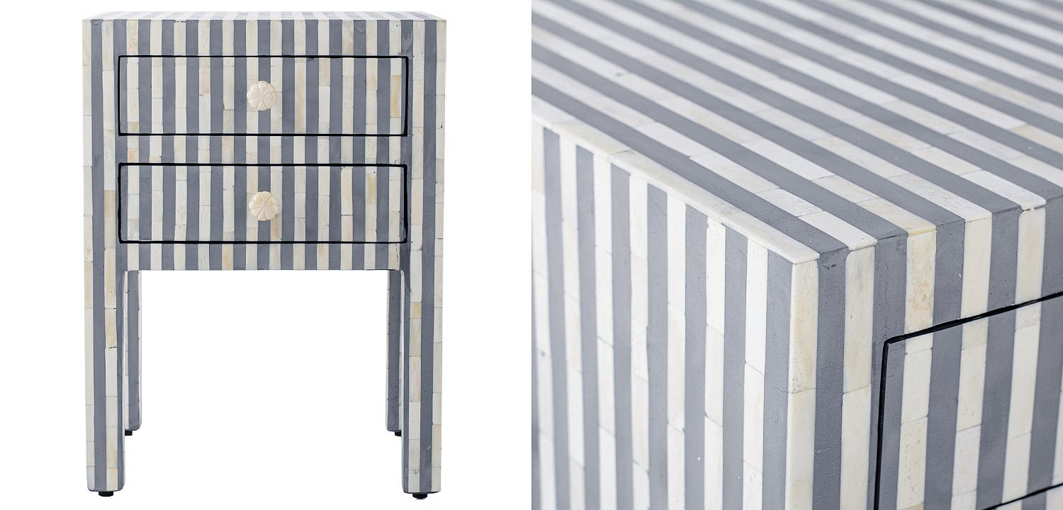 Тумбочка Indian striped Bone Inlay nightstand Тумбочка Indian striped Bone Inlay nightstand - Loft-Concept в Перми