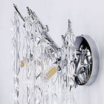 Бра цвета хром с ветвями и прозрачными стеклянными подвесками в виде вытянутых спиральных капель Droplet Chandelier варинант исполнения - 6 | Loft Concept в Перми