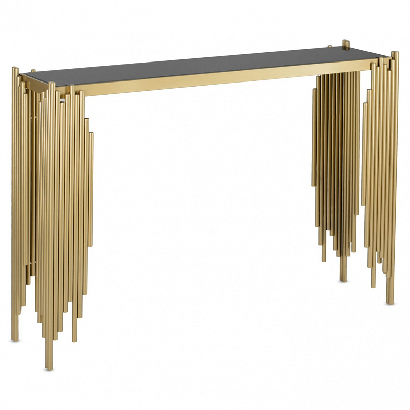 Консоль Germain Console Золотой Прозрачный черный Консоль Germain Console Золотой Прозрачный черный в Перми | Loft Concept