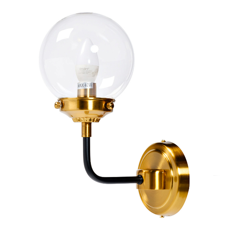 Бра БИСТРО Globe Clear Glass Single Sconce Brass  в Перми | Loft Concept 