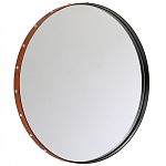 Зеркало овальное в металлической раме с кожаной отделкой Loft in Reflection варинант исполнения - 1 | Loft Concept в Перми