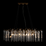 Люстра подвесная прямоугольная с бронзовыми акцентами и прозрачными стеклянными каплями Droplet Chandelier варинант исполнения - 2 | Loft Concept в Перми