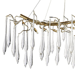 Линейная люстра с хрустальными подвесками в виде капель Droplet Crystal Gold Linear Chandelier 12 варинант исполнения - 2 | Loft Concept в Перми