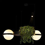 Подвесной светильник с 2-мя шарообразными плафонами и цилиндрическим спотом Light of Еyes варинант исполнения - 5 | Loft Concept в Перми