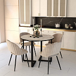 Стол обеденный раздвижной со столешницей бежевый мрамор Magali варинант исполнения - 4 | Loft Concept в Перми