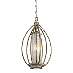 Подвесной светильник овальной формы с цилиндрическим плафоном в цвете сусальное серебро Kichler варинант исполнения - 1 | Loft Concept в Перми