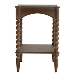 Приставной столик деревянный с резными ножками и нижней полкой Vintage Side Table Brown Wood варинант исполнения - 3 | Loft Concept в Перми