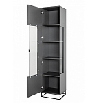 Шкаф-витрина цвета графит с полками и стеклянной дверью Strict Lines варинант исполнения - 3 | Loft Concept в Перми