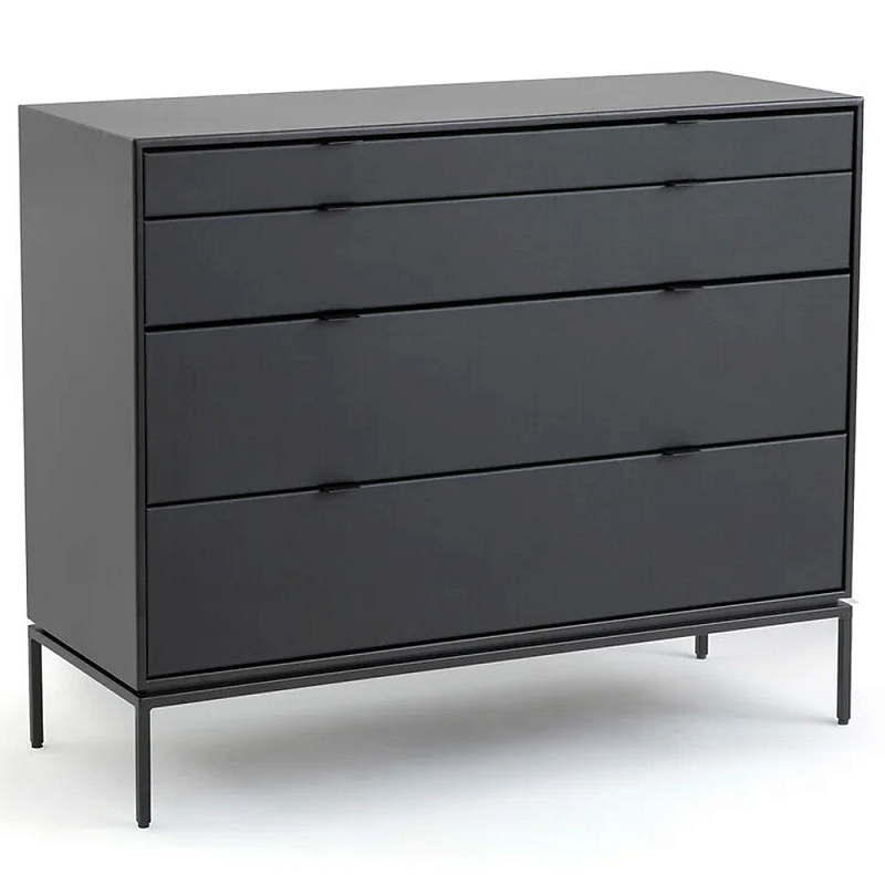 Комод из металла и кожи Guarin Chest of Drawers Черный Черный матовый Комод из металла и кожи Guarin Chest of Drawers Черный Черный матовый в Перми | Loft Concept