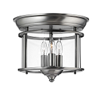 Потолочный светильник в форме фонаря с прозрачным цилиндрическим плафоном и тремя лампами в форме свечей Hinkley варинант исполнения - 1 | Loft Concept в Перми