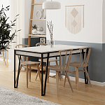 Стол обеденный с прямоугольной столешницей пыльного белого цвета на 4-х металлических ножках PAL ANCIENT WHITE варинант исполнения - 3 | Loft Concept в Перми