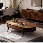 Кофейный стол овальный из дерева с 2-мя ящиками Coffee Walnut Table варинант исполнения - 1 | Loft Concept в Перми