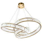 Подвесная люстра в виде изогнутых колец с хрустальным декором Ring Horizontal Oculus Gold Light Chandelier варинант исполнения - 3 | Loft Concept в Перми