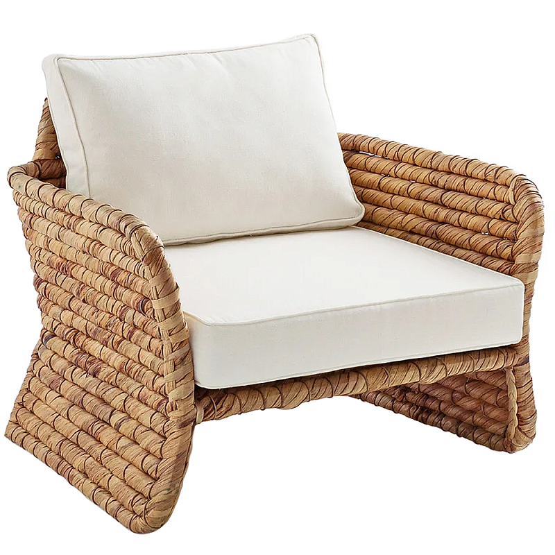 Кресло из плетеного гиацинта Gardner Wicker Armchair Коричневый Молочный в Перми | Loft Concept 