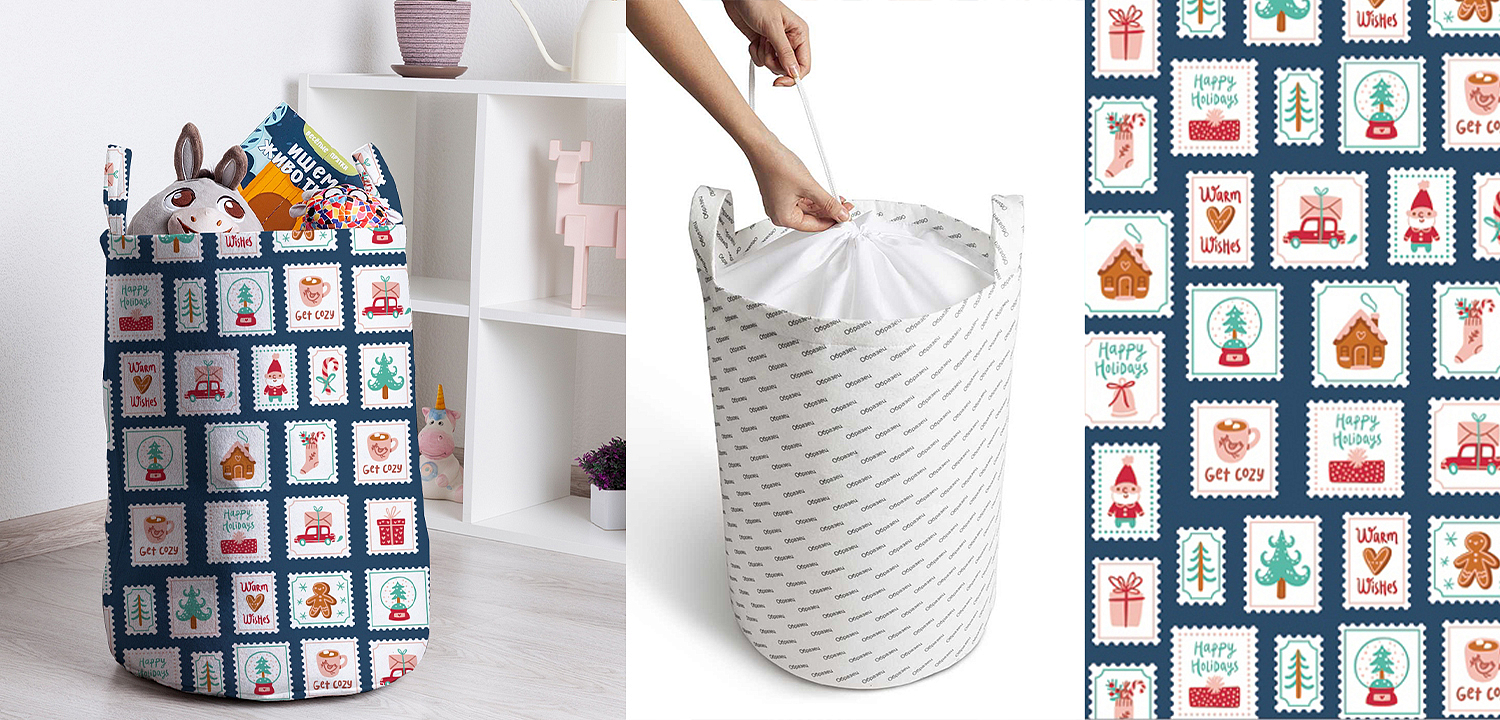 Корзина New Year Postage Stamps Basket Корзина New Year Postage Stamps Basket - Loft-Concept в Перми