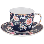 Чайный сервиз из фарфора синий на 6 персон 14 предметов Flower Porcelain Collection варинант исполнения - 2 | Loft Concept в Перми