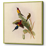 Постер на холсте с изображением птиц и цветов Blooming Birds Poster варинант исполнения - 3 | Loft Concept в Перми