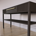 Дизайнерская Консоль с полкой и ящиком Primo Темный орех варинант исполнения - 5 | Loft Concept в Перми