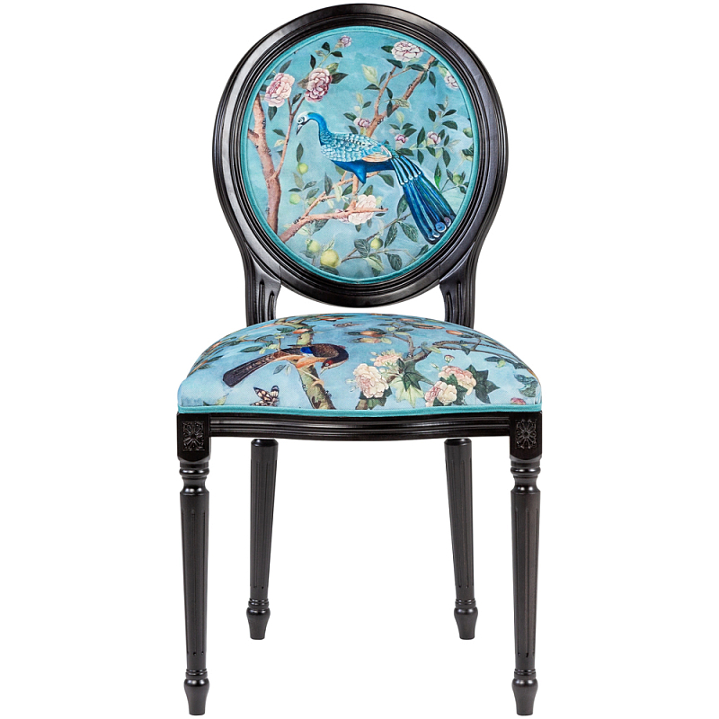 Стул из массива бука бирюзовый с изображением птиц в саду Turquoise Chinoiserie Bird Chair Бирюзовый Мульти Черный Стул из массива бука бирюзовый с изображением птиц в саду Turquoise Chinoiserie Bird Chair Бирюзовый Мульти Черный в Перми | Loft Concept