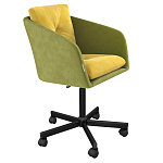 Стул с мягкой обивкой из велюра и подъемно-поворотным механизмом на колесиках Mason Green and Yellow варинант исполнения - 1 | Loft Concept в Перми