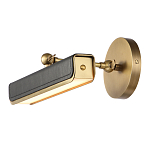 Светильник для картин цвет винтажная латунь с прямоугольным плафоном из кожи черного цвета Alora варинант исполнения - 4 | Loft Concept в Перми