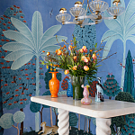 Обои ручная роспись Malwa Special Colourway on blue painted Xuan paper варинант исполнения - 1 | Loft Concept в Перми