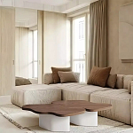 Дизайнерский журнальный стол с фигурной столешницей на белом основании Holarisex варинант исполнения - 1 | Loft Concept в Перми