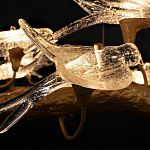 Люстра подвесная с прозрачными стеклянными птичками на ветвях Диаметр 80 см Serip Voa варинант исполнения - 10 | Loft Concept в Перми