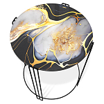 Стол журнальный круглый со столешницей из стекла Gold and Black Marble варинант исполнения - 2 | Loft Concept в Перми