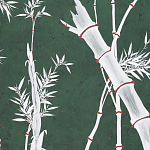 Обои ручная роспись Bamboo Argent on Edo Green painted silk варинант исполнения - 2 | Loft Concept в Перми
