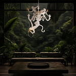 Люстра с тремя фигурами обезьян с лампочками в руках белого цвета Hanging Monkey варинант исполнения - 10 | Loft Concept в Перми