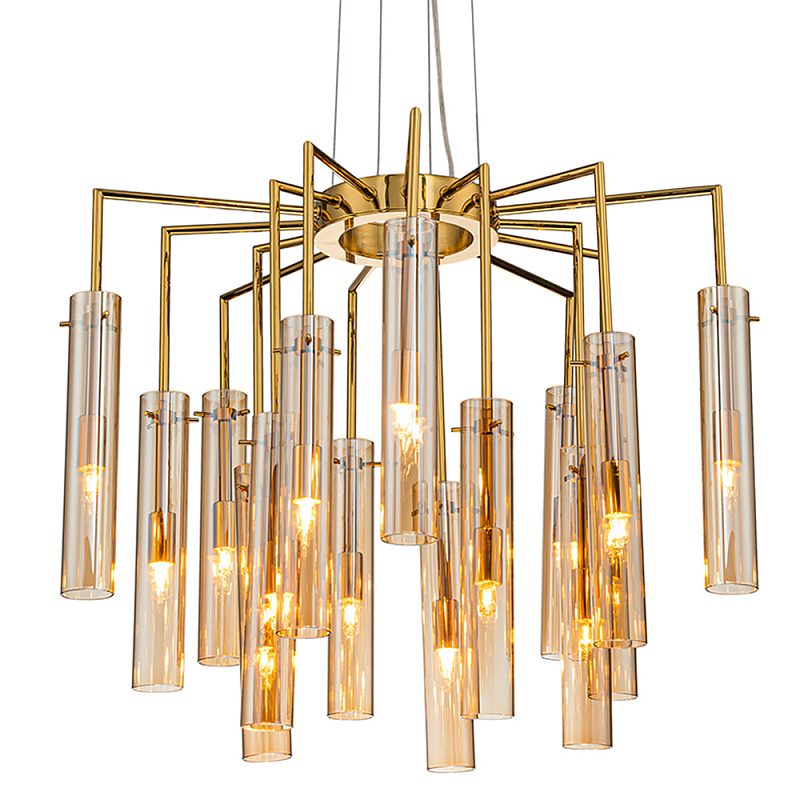 Люстра со стеклянными цилиндрическими плафонами Luminous Cylinders Amber Золотой Янтарь (Amber) Люстра со стеклянными цилиндрическими плафонами Luminous Cylinders Amber Золотой Янтарь (Amber) в Перми | Loft Concept