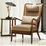 Кресло c каркасом из массива дерева и с мягким подголовником Walnut Armchair варинант исполнения - 1 | Loft Concept в Перми