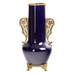 Ваза темно-синяя фарфоровая с бронзовыми ручками и ножками Eden Garden варинант исполнения - 1 | Loft Concept в Перми