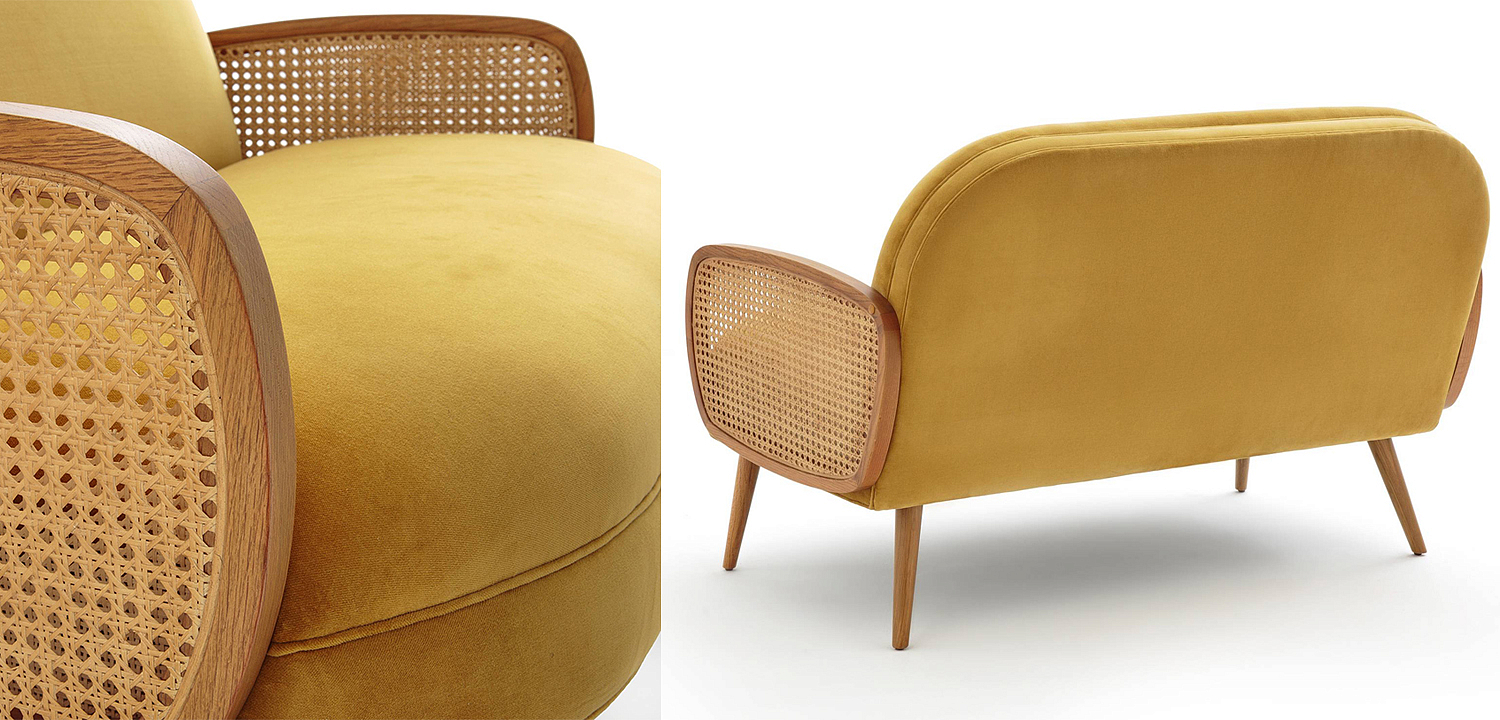 Диван Morten Wicker Sofa Горчичный Диван Morten Wicker Sofa Горчичный - Loft-Concept в Перми