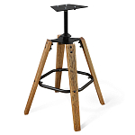 Барный стул со спинкой и металлической подставкой на 4-х деревянных ножках Синий Велюр Vendramin Chair варинант исполнения - 4 | Loft Concept в Перми