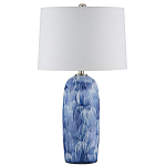 Настольная лампа керамическая с бело-синими мазками Painterly Strokes варинант исполнения - 3 | Loft Concept в Перми